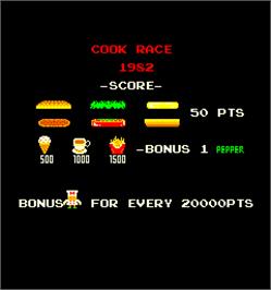 Title screen of Cook Race on the Arcade.