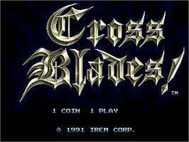 Title screen of Cross Blades! on the Arcade.