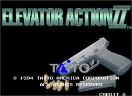 Title screen of Elevator Action II on the Arcade.