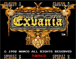 Title screen of Exvania on the Arcade.