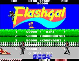 Title screen of Flashgal on the Arcade.