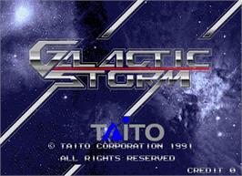 Title screen of Galactic Storm on the Arcade.