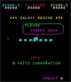 Title screen of Galaxy Rescue on the Arcade.