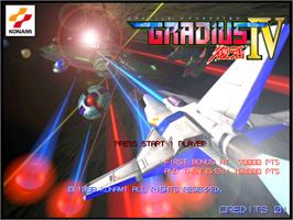 Title screen of Gradius 4: Fukkatsu on the Arcade.