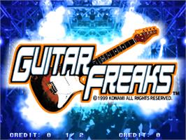 Title screen of Guitar Freaks on the Arcade.