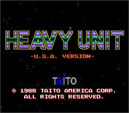 Title screen of Heavy Unit -U.S.A. Version- on the Arcade.