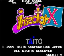 Title screen of Insector X on the Arcade.