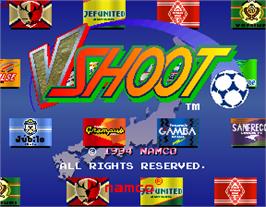 Title screen of J-League Soccer V-Shoot on the Arcade.