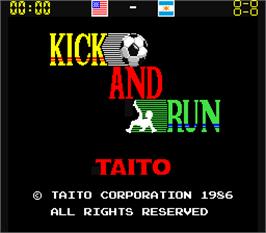 Title screen of Kick and Run on the Arcade.