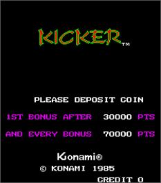 Title screen of Kicker on the Arcade.