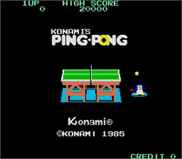 Title screen of Konami's Ping-Pong on the Arcade.