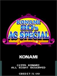 Title screen of Konami 80's AC Special on the Arcade.