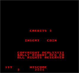 Title screen of Kozmik Kroozr on the Arcade.