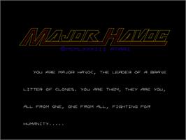 Title screen of Major Havoc on the Arcade.