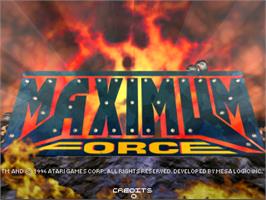 Title screen of Maximum Force v1.05 on the Arcade.