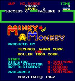 Title screen of Minky Monkey on the Arcade.