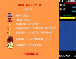 Title screen of New Rally X on the Arcade.