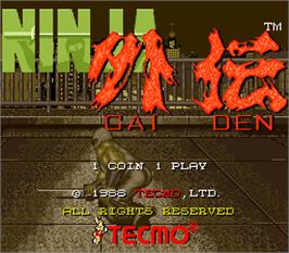 Title screen of Ninja Gaiden on the Arcade.