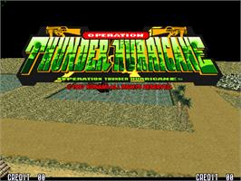 Title screen of Operation Thunder Hurricane on the Arcade.