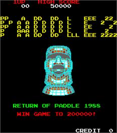 Title screen of Paddle 2 on the Arcade.