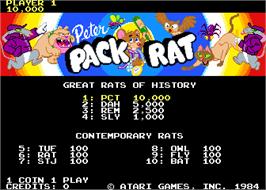 Title screen of Peter Pack-Rat on the Arcade.