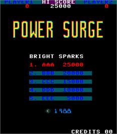 Title screen of Power Surge on the Arcade.