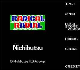 Title screen of Radical Radial on the Arcade.