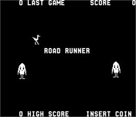 Title screen of Road Runner on the Arcade.