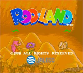 Title screen of Rod-Land on the Arcade.