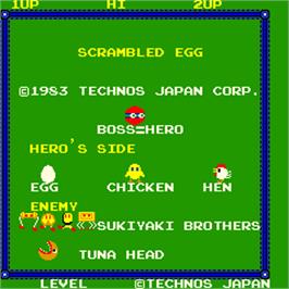 Title screen of Scrambled Egg on the Arcade.