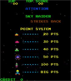 Title screen of Sky Raider on the Arcade.