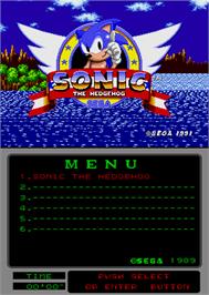 Title screen of Sonic The Hedgehog on the Arcade.