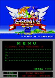 Title screen of Sonic The Hedgehog 2 on the Arcade.