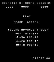 Title screen of Space Attack on the Arcade.