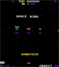 Title screen of Space Bird on the Arcade.