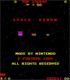 Title screen of Space Demon on the Arcade.