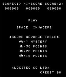 Title screen of Space Invaders on the Arcade.