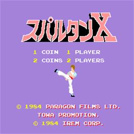 Title screen of Spartan X on the Arcade.