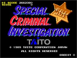 Title screen of Special Criminal Investigation on the Arcade.