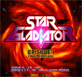 Title screen of Star Gladiator on the Arcade.