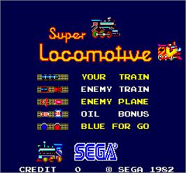 Title screen of Super Locomotive on the Arcade.