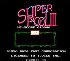 Title screen of Super Pool III on the Arcade.