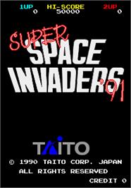 Title screen of Super Space Invaders '91 on the Arcade.
