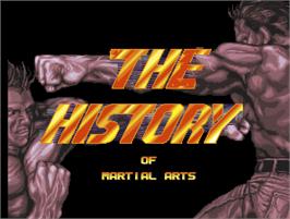 Title screen of The History of Martial Arts on the Arcade.