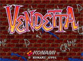 Title screen of Vendetta on the Arcade.