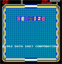 Title screen of Zeroize on the Arcade.