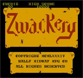 Title screen of Zwackery on the Arcade.