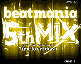 Title screen of beatmania 5th MIX on the Arcade.