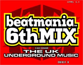 Title screen of beatmania 6th MIX on the Arcade.