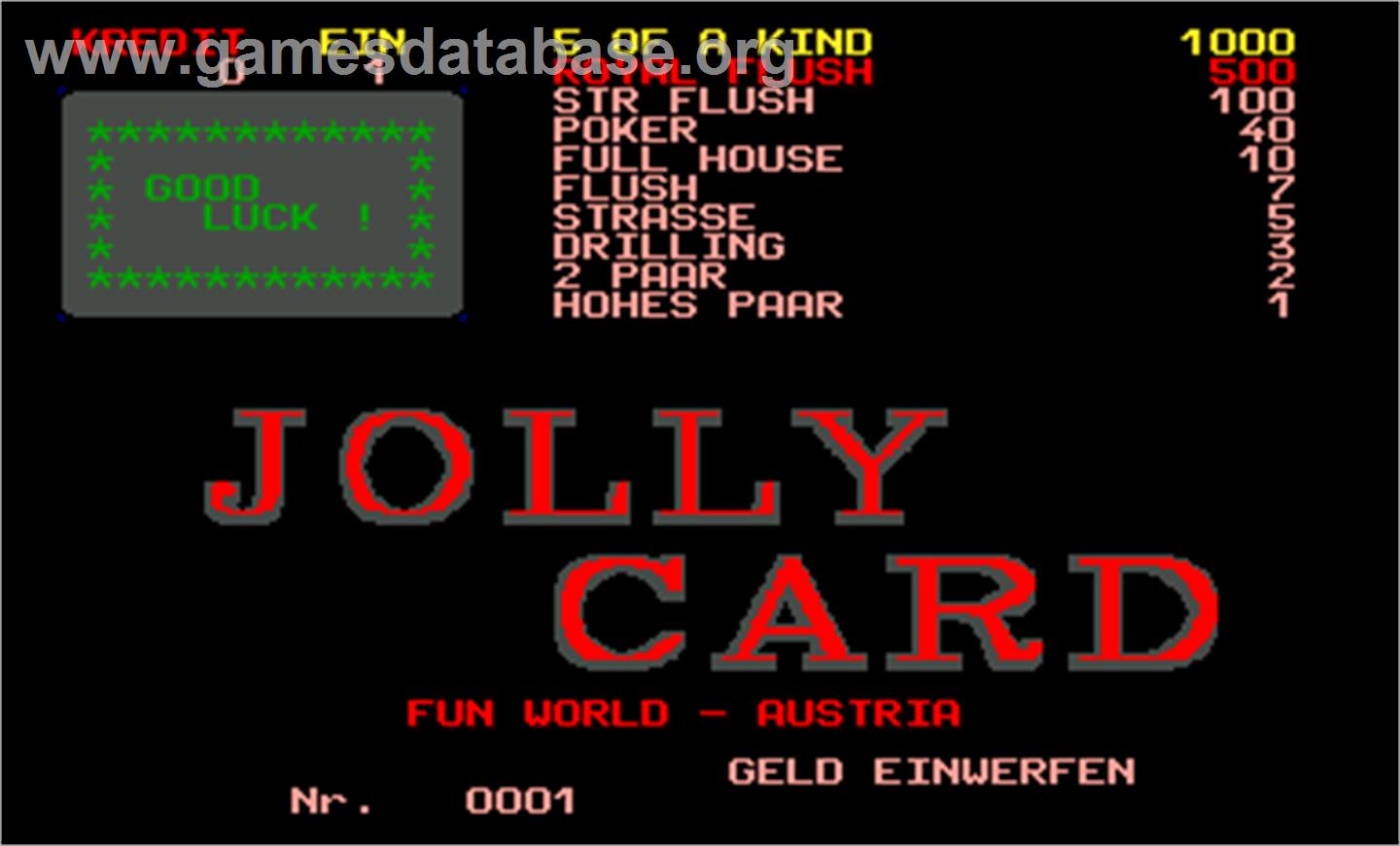 Jolly Card - Arcade - Artwork - Title Screen